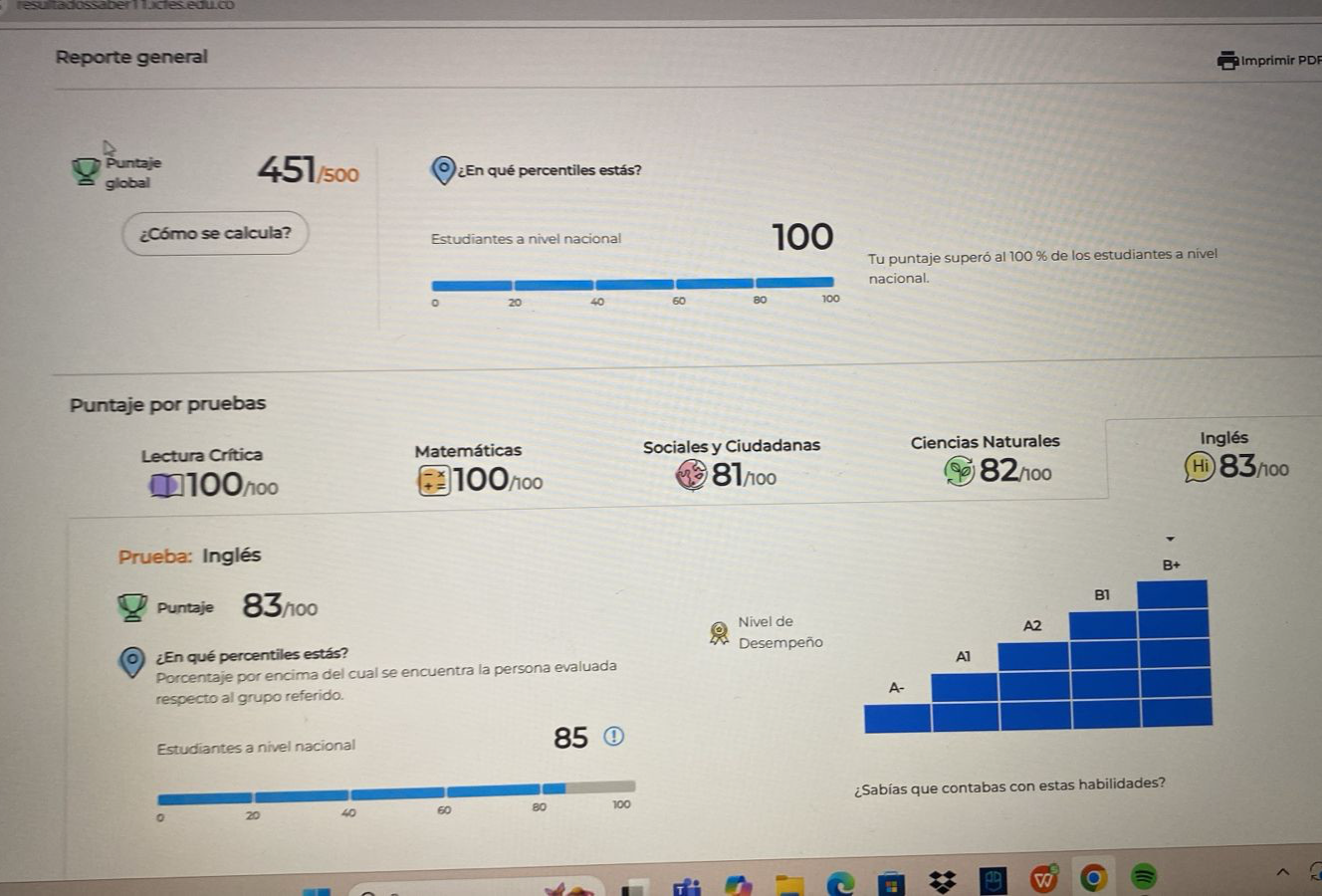 Puntaje Nicolas Ramirez